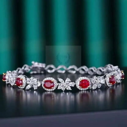 3.75ct Pigeon Blood Flower Link Bracelet - Uniquely You Online