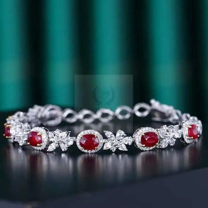 3.75ct Pigeon Blood Flower Link Bracelet - Uniquely You Online