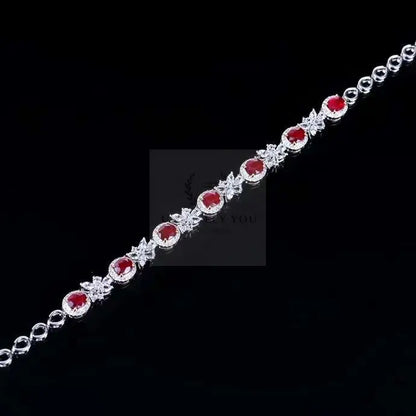 3.75ct Pigeon Blood Flower Link Bracelet - Uniquely You Online