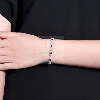 3.75ct Pigeon Blood Flower Link Bracelet - Uniquely You Online