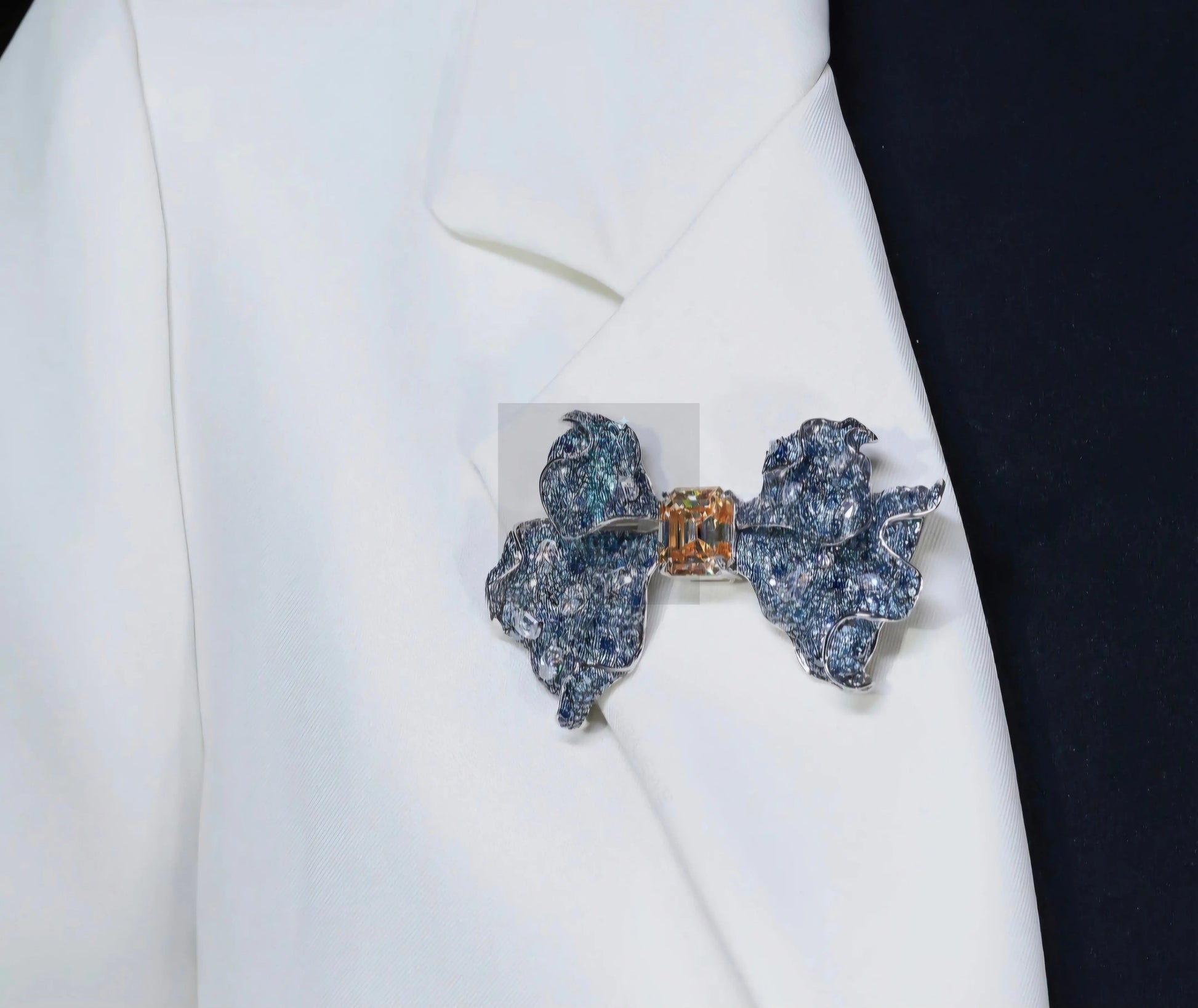 36.52ct Moissanite Blue and Gold Bow Brooch  Uniquely You Online 