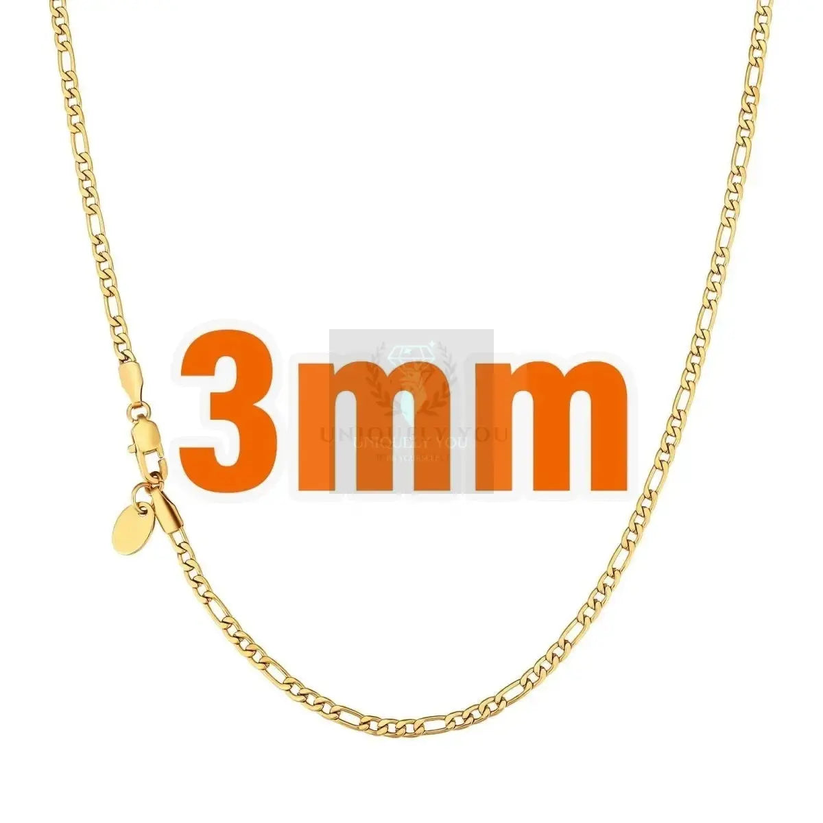 3mm-5mm 18K Gold Plated Figaro Chain - Uniquely You Online