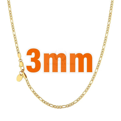 3mm-5mm 18K Gold Plated Figaro Chain - Uniquely You Online