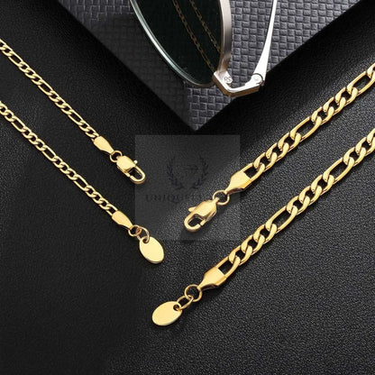 3mm-5mm 18K Gold Plated Figaro Chain - Uniquely You Online