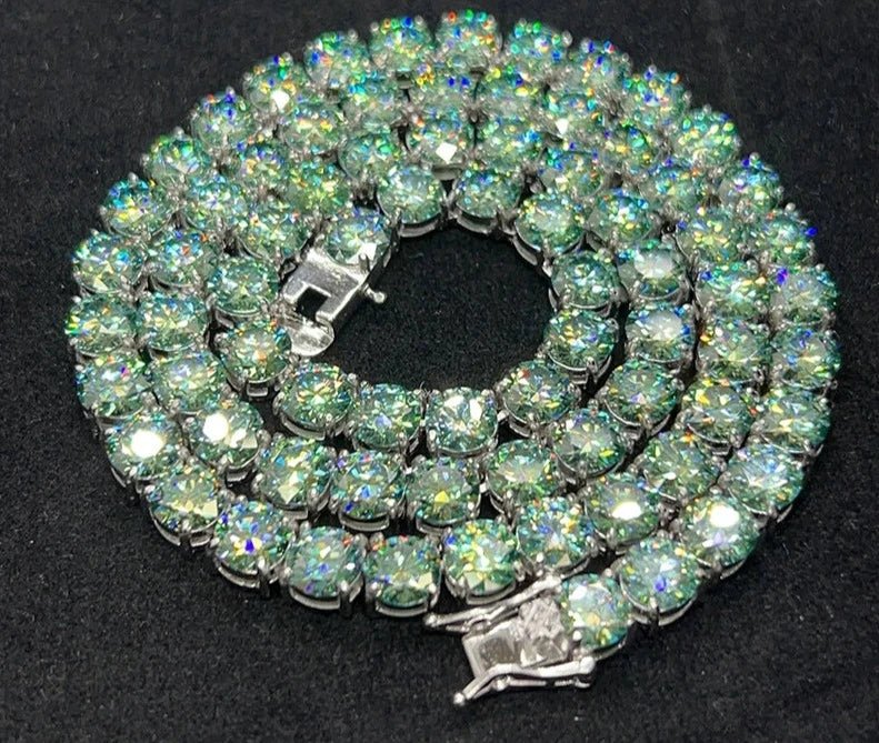 3mm-6.5mm Green Moissanite Tennis Chain and Bracelet - Uniquely You Online - Chain and Bracelet