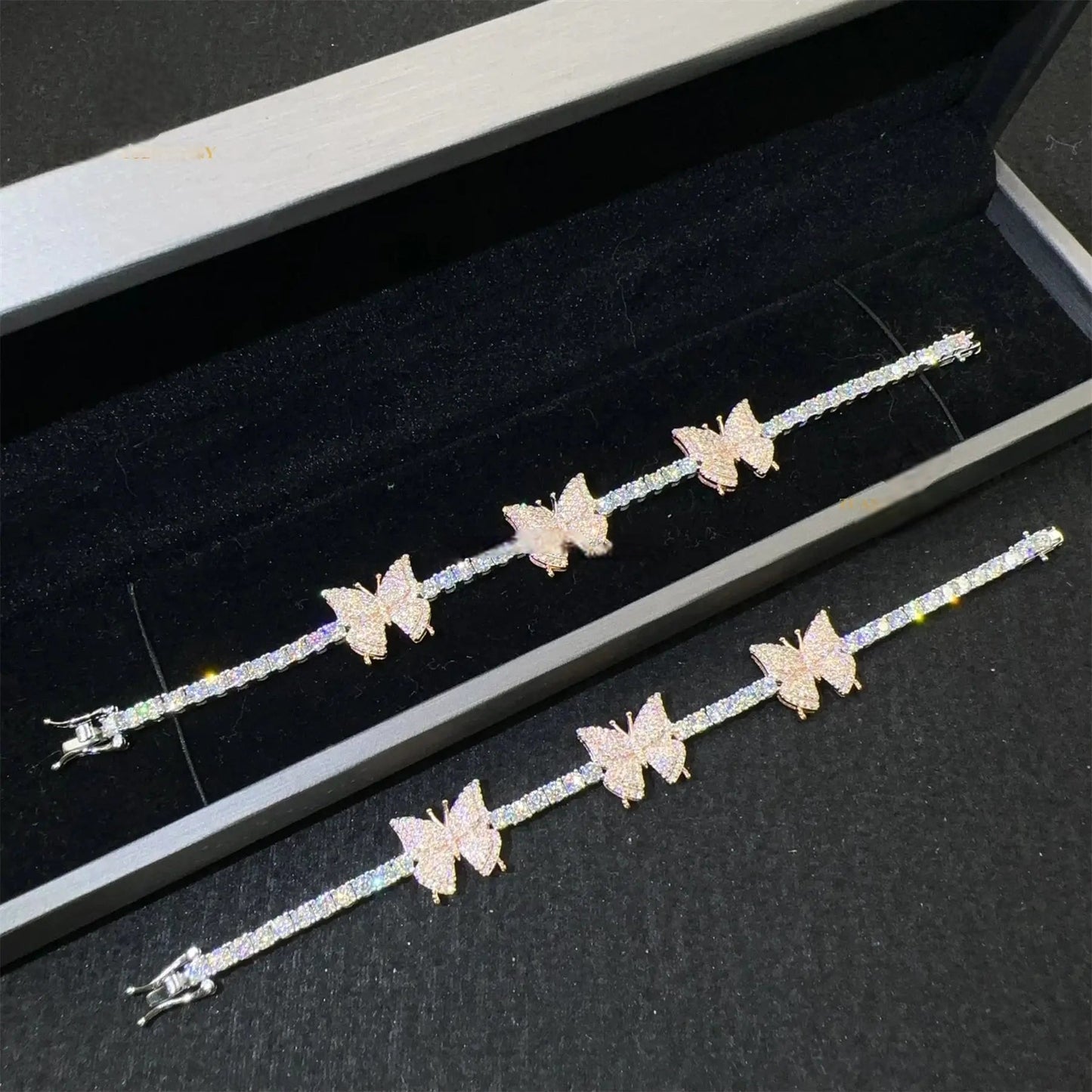 3mm Moissanite Butterfly Charm Tennis Bracelet