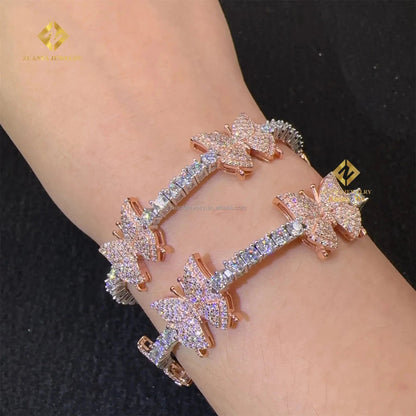 3mm Moissanite Butterfly Charm Tennis Bracelet