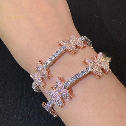 3mm Moissanite Butterfly Charm Tennis Bracelet