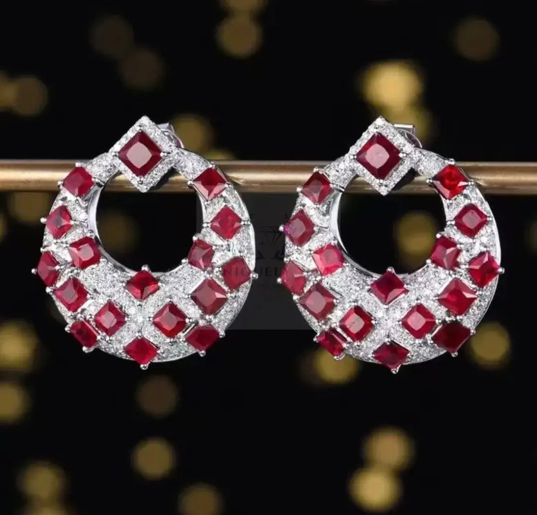 4.15ct Pigeon Blood Ruby Hoop Stud Earrings  Uniquely You Online