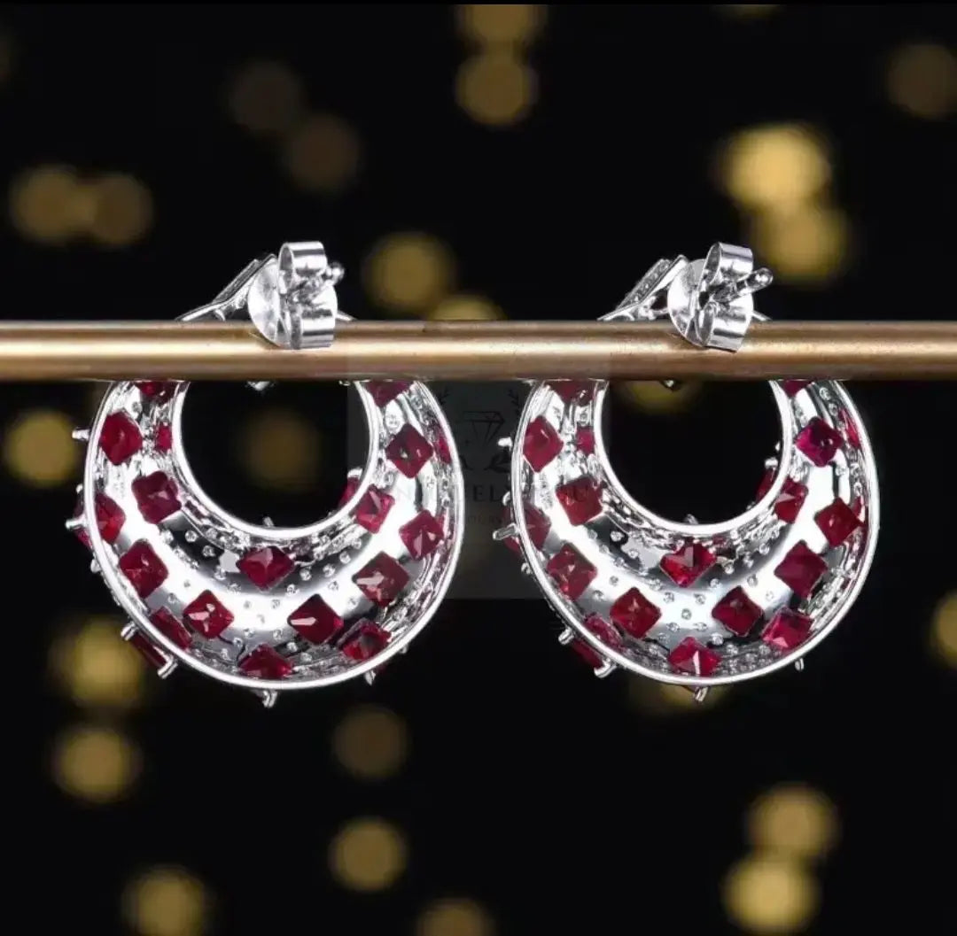 4.15ct Pigeon Blood Ruby Hoop Stud Earrings  Uniquely You Online