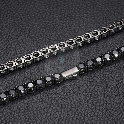 4mm/5mm Black Moissanite Tennis Necklace and Bracelet - Uniquely You Online