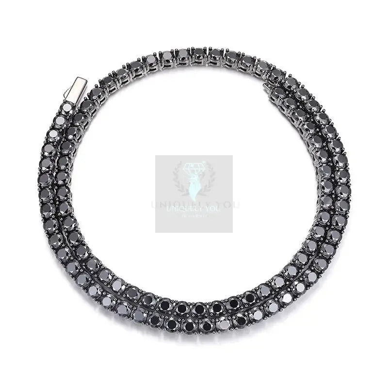 4mm/5mm Black Moissanite Tennis Necklace and Bracelet - Uniquely You Online