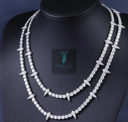 4mm/5mm Moissanite Spike Tennis Necklace  Uniquely You Online