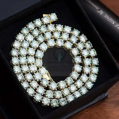 5mm/6mm Greenish-Blue Moissanite Tennis Chain - Uniquely You Online