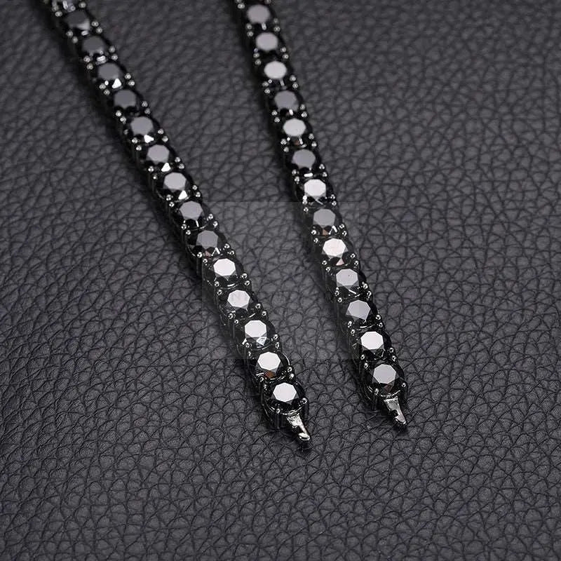 4mm/5mm Black Moissanite Tennis Necklace and Bracelet