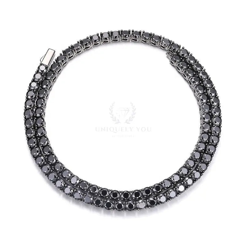 4mm/5mm Black Moissanite Tennis Necklace and Bracelet