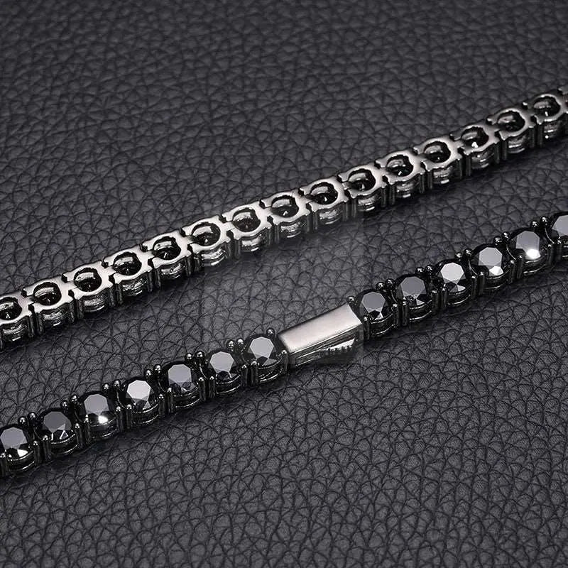 4mm/5mm Black Moissanite Tennis Necklace and Bracelet