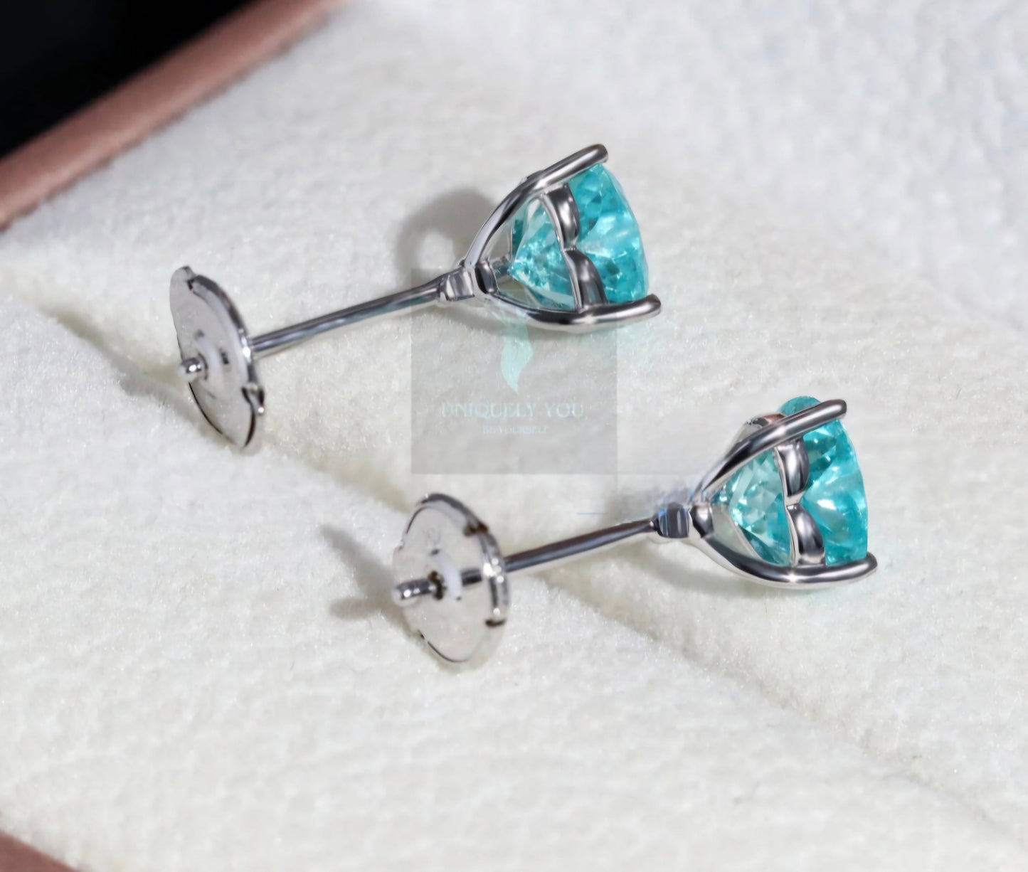 6.5mm Lab Paraiba Heart Stud Earrings - Uniquely You Online