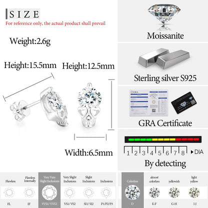 6.5mm VVS Moissanite Love Ghost Stud Earring