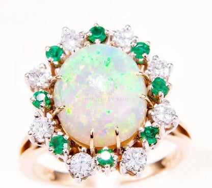 6ct Opal Moissanite Ring