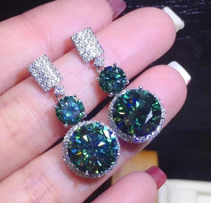 6ct Round Green Moissanite Drop Earrings - Uniquely You Online - Earrings