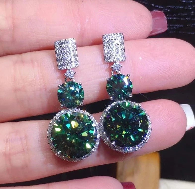6ct Round Green Moissanite Drop Earrings - Uniquely You Online - Earrings