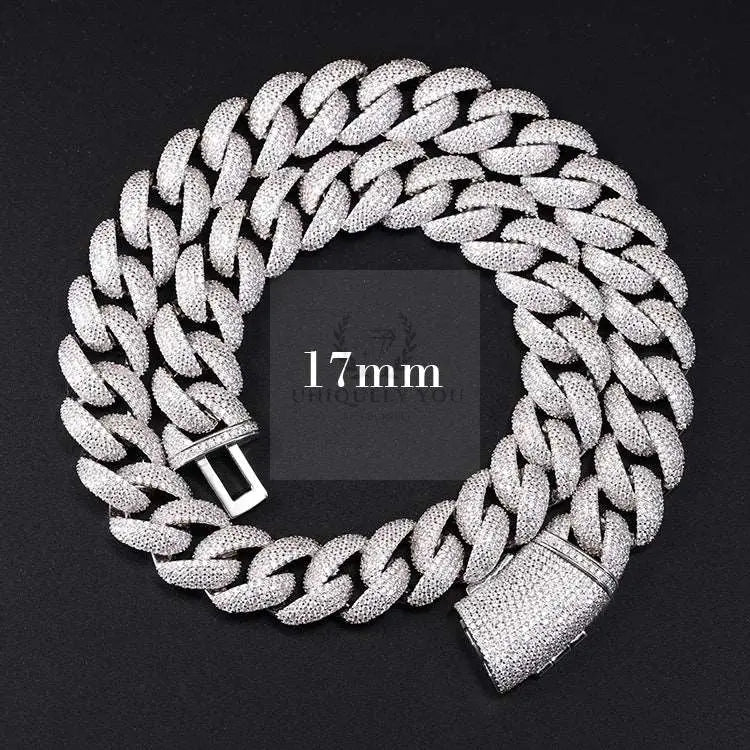 6mm-17mm Round Moissanite Cuban Link Chain and Bracelet - Uniquely You Online