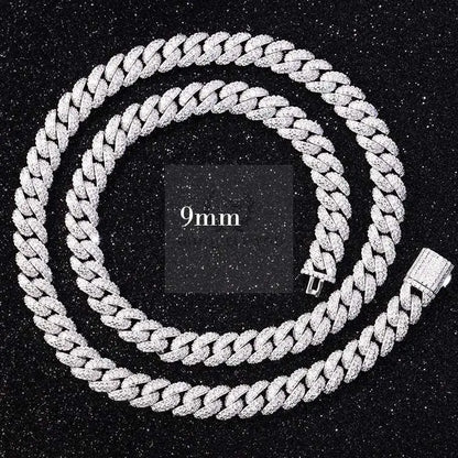 6mm-17mm Round Moissanite Cuban Link Chain and Bracelet