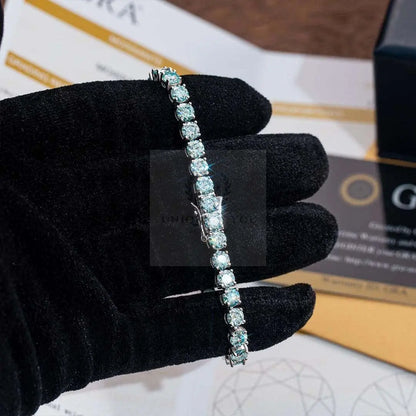 5mm/6mm Greenish-Blue Moissanite Tennis Chain - Uniquely You Online