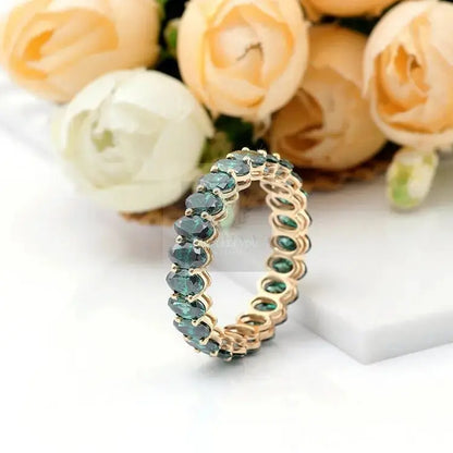 7ct Oval Green Moissanite Eternity Ring - Uniquely You Online