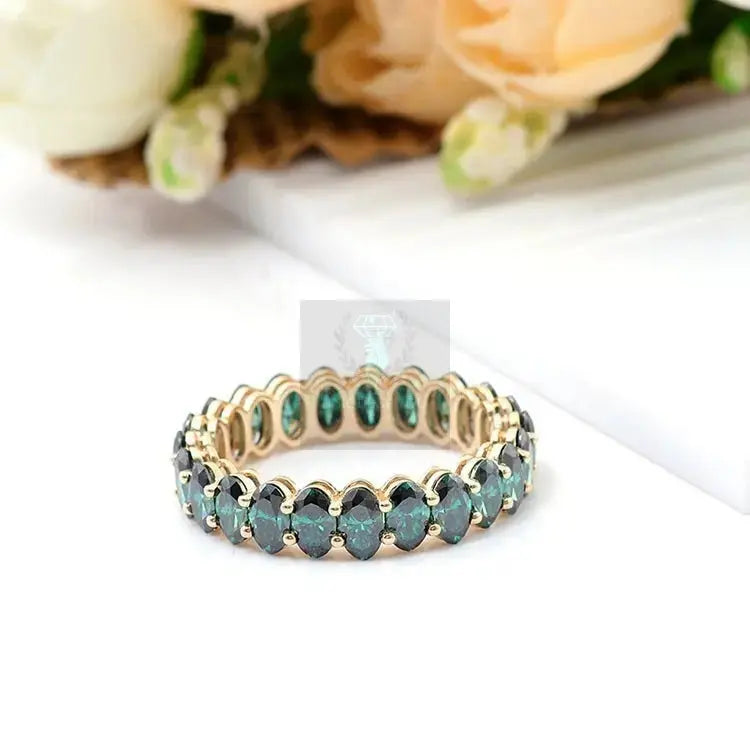 7ct Oval Green Moissanite Eternity Ring - Uniquely You Online