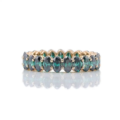 7ct Oval Green Moissanite Eternity Ring