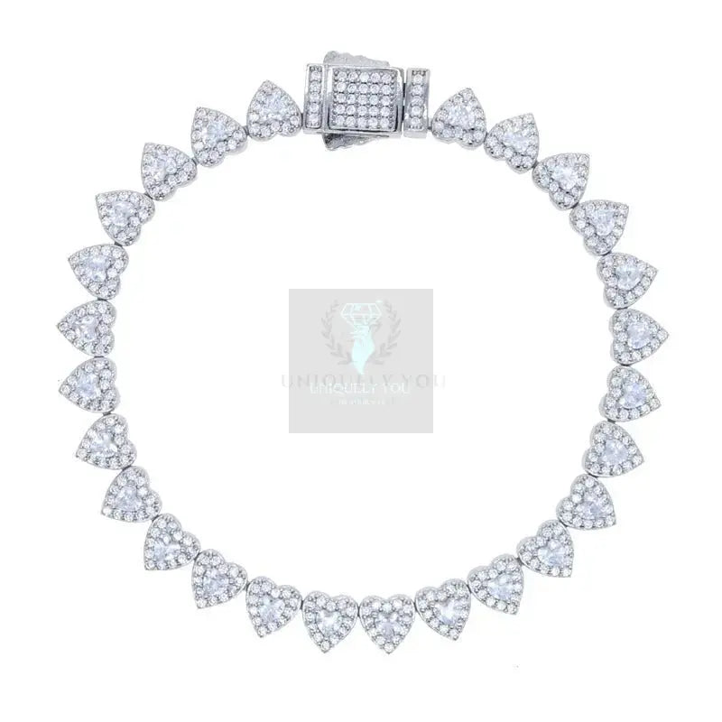 7mm CZ Cluster Heart Tennis Chain Necklace and Bracelet - Uniquely You Online