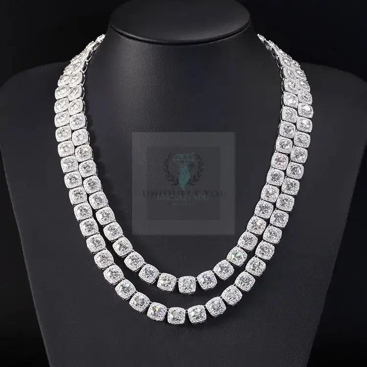 8mm/12mm Moissanite Square Tennis Necklace - Uniquely You Online