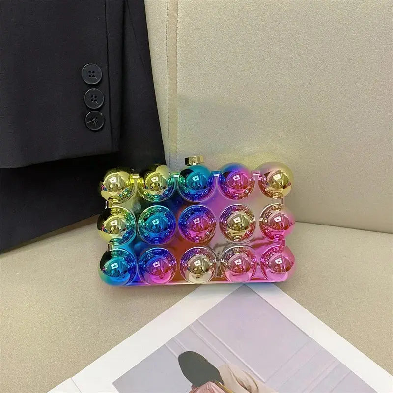 Acrylic Metallic Pearl Box Clutch - Uniquely You Online