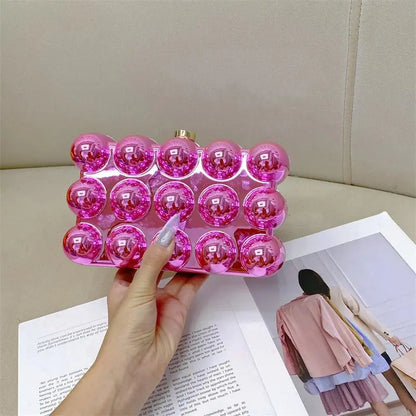 Acrylic Metallic Pearl Box Clutch - Uniquely You Online