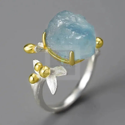 Aquamarine Flower Ring - Uniquely You Online