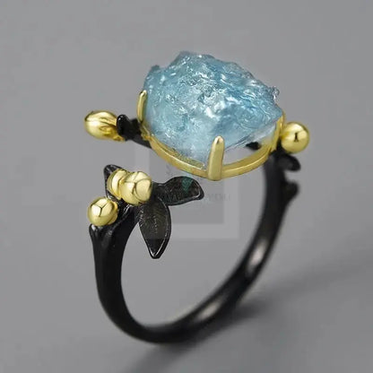 Aquamarine Flower Ring - Uniquely You Online