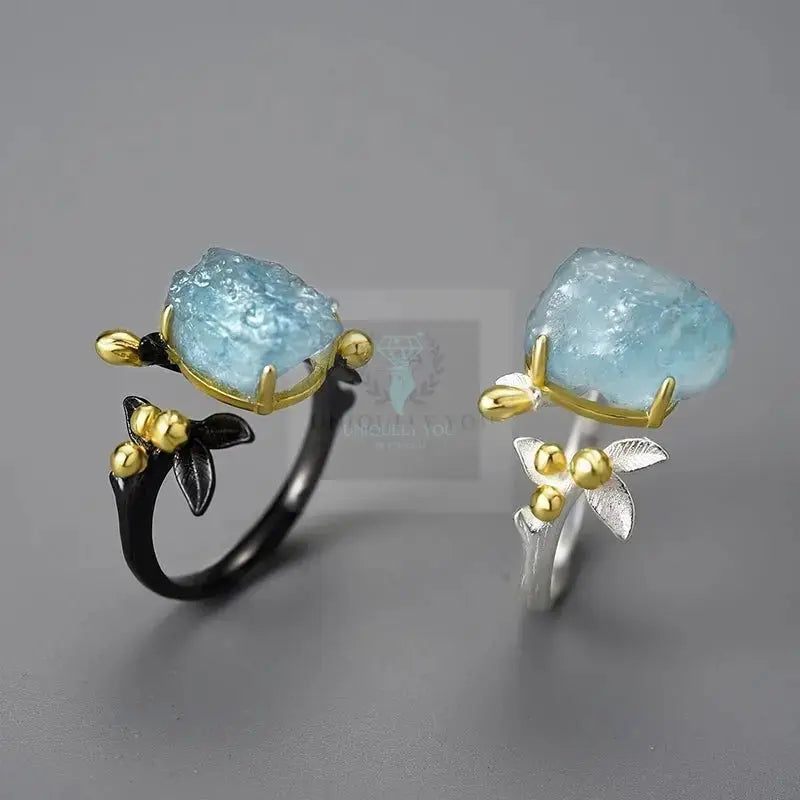 Aquamarine Flower Ring - Uniquely You Online