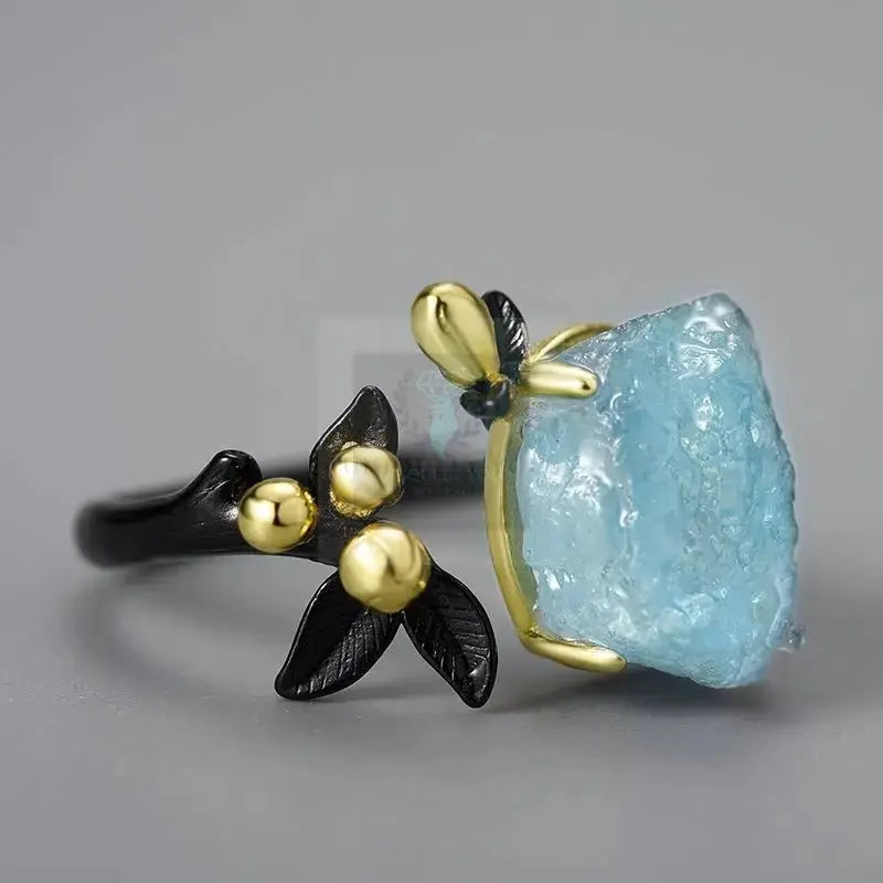 Aquamarine Flower Ring - Uniquely You Online