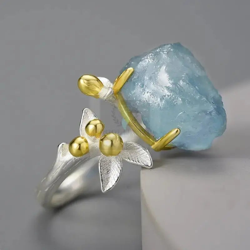 Aquamarine Flower Ring - Uniquely You Online