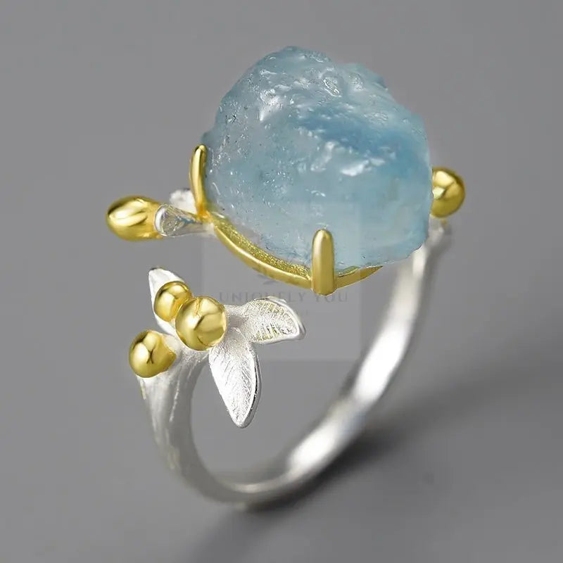 Aquamarine Flower Ring - Uniquely You Online