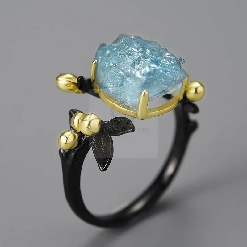 Aquamarine Flower Ring - Uniquely You Online