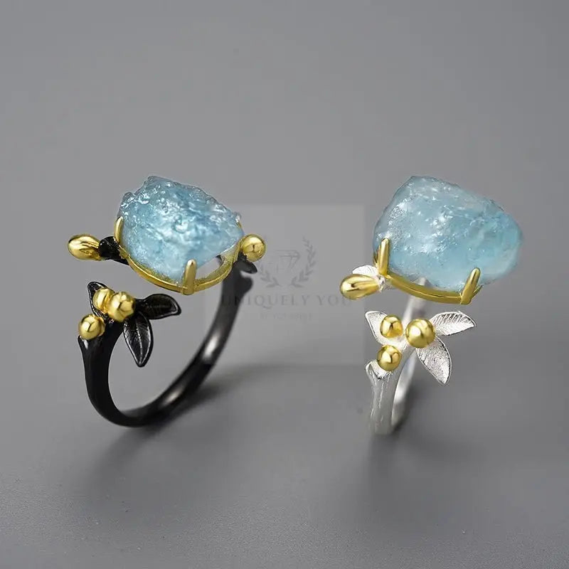 Aquamarine Flower Ring - Uniquely You Online