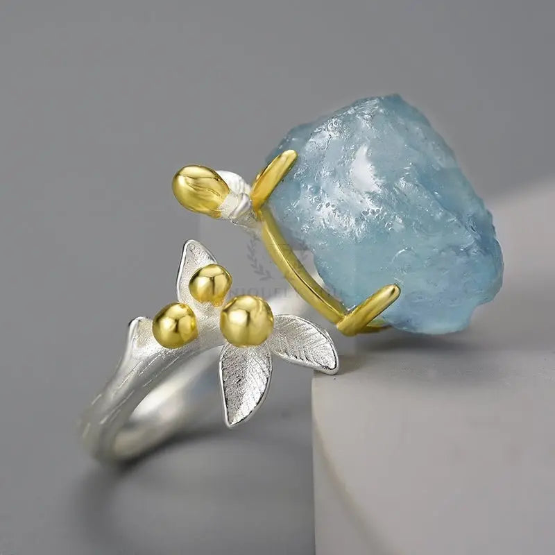 Aquamarine Flower Ring - Uniquely You Online