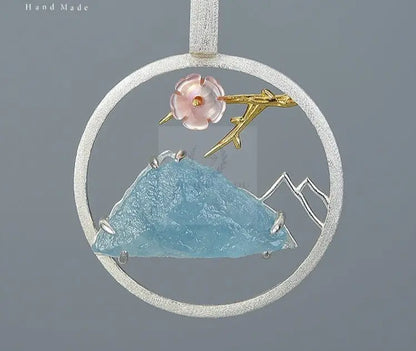 Aquamarine Gemstone Circle Pendant - Uniquely You Online