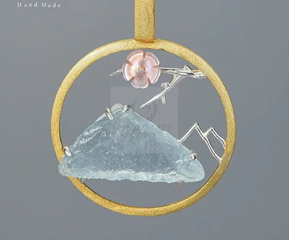 Aquamarine Gemstone Circle Pendant - Uniquely You Online