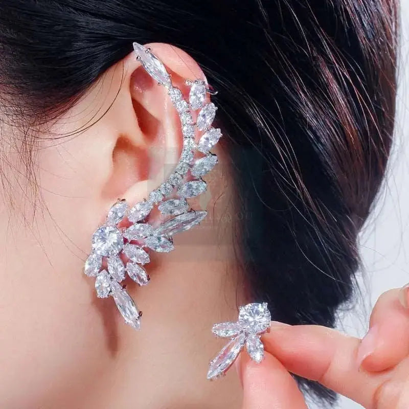 Asymmetric Feather Ear Cuff and Stud - Uniquely You Online