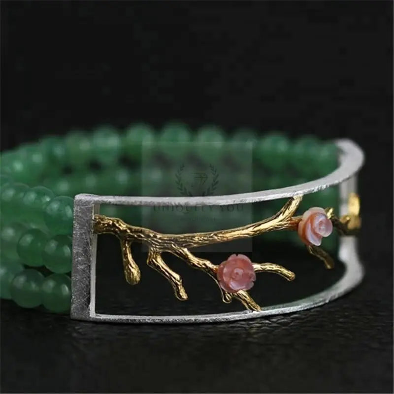 Aventurine Flower Bead Bracelet - Uniquely You Online