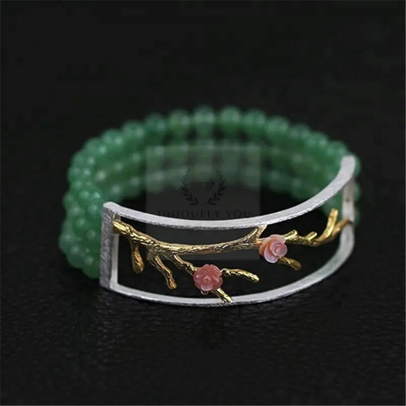 Aventurine Flower Bead Bracelet - Uniquely You Online